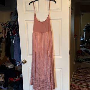 Anthropologie spaghetti strap pink Flowy maxi dress xl